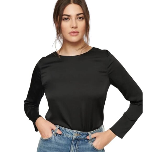 Dynamite Adrien Draped Back Satin Blouse - Picture 2 of 6